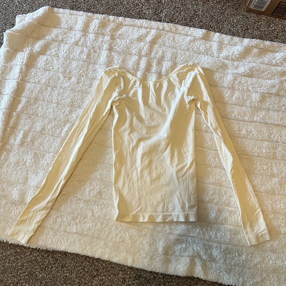 Women's Cream Long Sleeve Top With Plunging Back!!